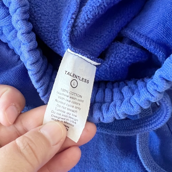 NWOT Talentless Blue Cotton w/Multicolor Lettering Pocketed Sweatpants - Picture 8 of 8